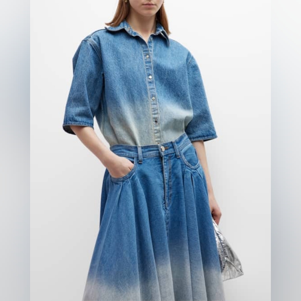 NWT sz L Brandon Maxwell ombre Jean shirt jacket
